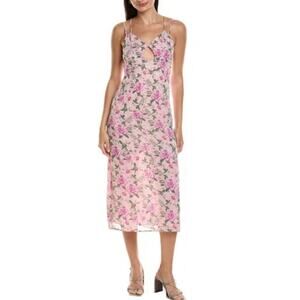 Harper Pink Floral Cut Out Midi Dress Size Medium